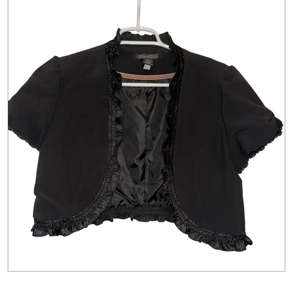 Stooshy Black Short Sleeve Bolero Lined Jacket. Womens Size Large - Picture 1 of 4